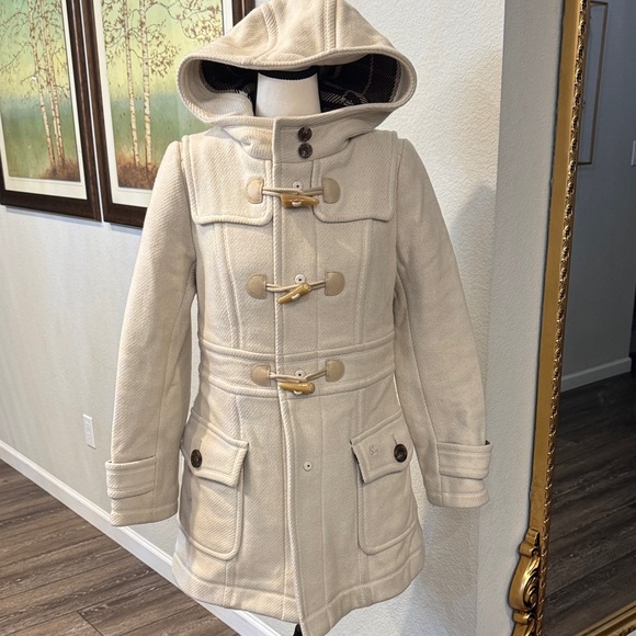 Burberry Jackets & Blazers - Authentic Burberry Blue Label Cream Hooded Toggle Trench Coat